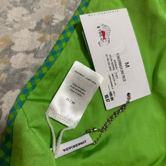 WeWoreWhat Neon Green Gingham Racerback One-Piece Swimsuit • M • NWT - Picture 8 of 8